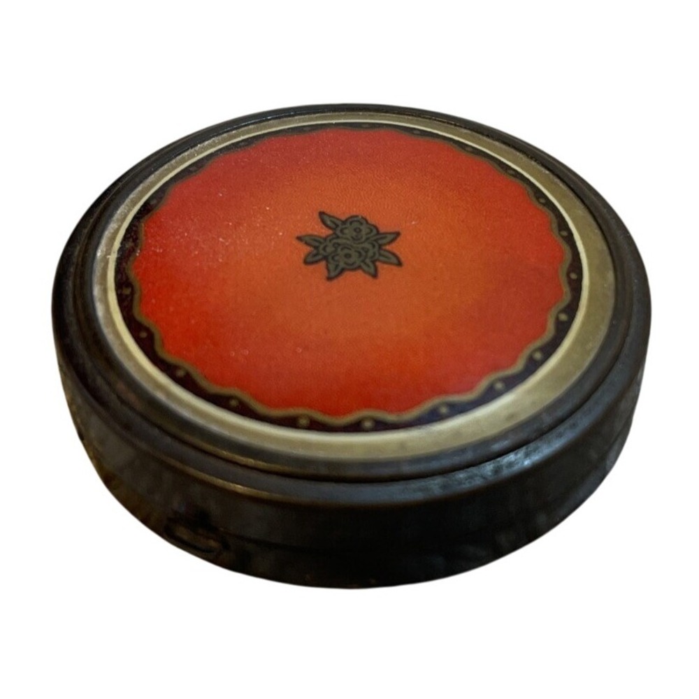 Vintage antique Vivaudou compact good mirror‎ 20's Enamel Floral